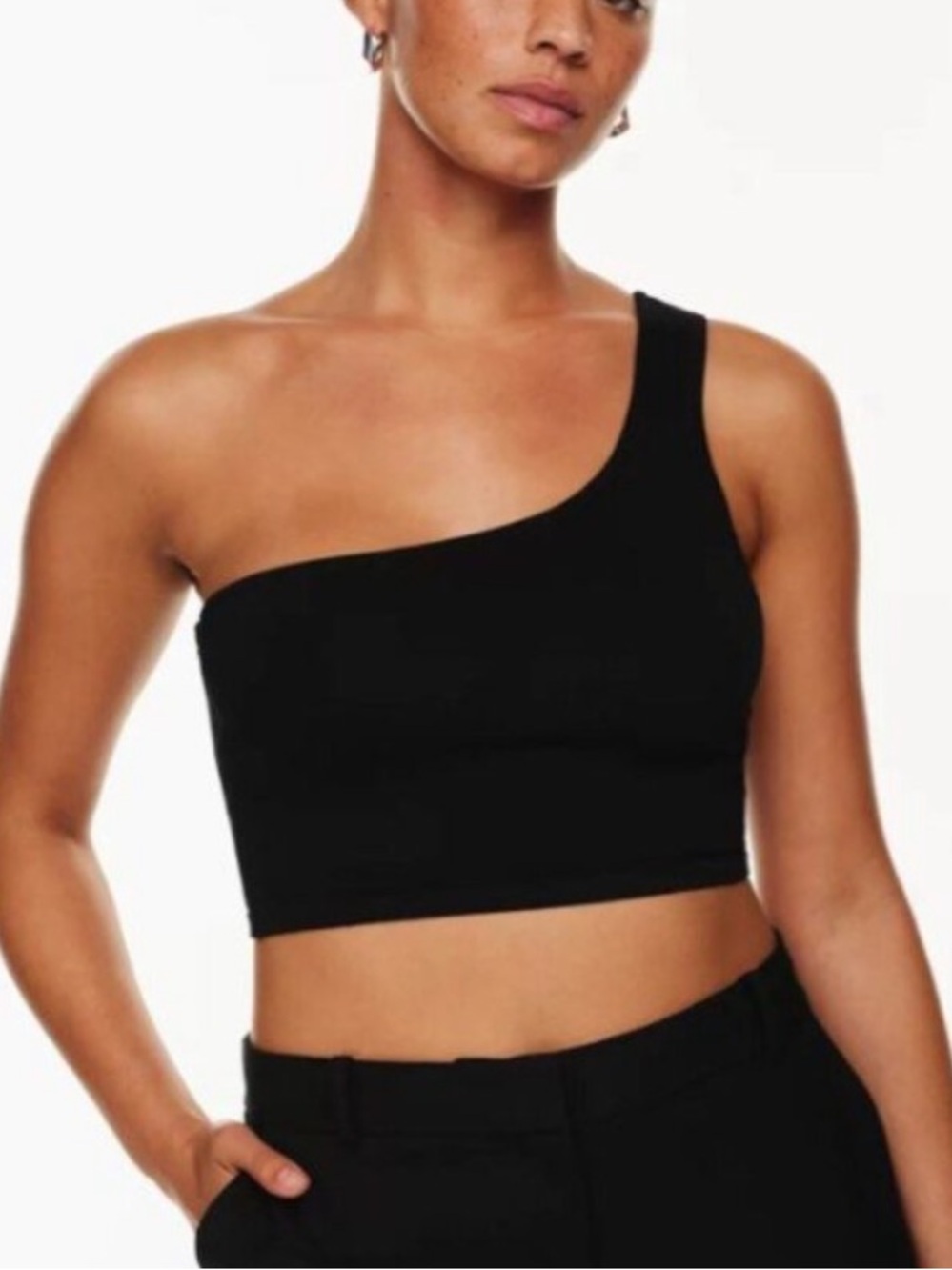 Sculpt Knit Aritzia One Shoulder Crop Top  Black size Small